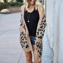 Load image into Gallery viewer, Forefair Oversize Casual Leopard Cardigan Women Kimono 2019 Autumn Plus Size Long Winter Knitted Sweater Female
