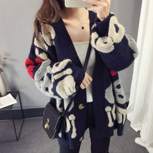 Load image into Gallery viewer, Woherb Autumn Winter Clothes Women Long Sleeve Letter Single Breasted Cardigan Sweaters Casual Loose Tops Female Fashion 90724