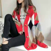 Load image into Gallery viewer, Woherb Autumn Winter Clothes Women Long Sleeve Letter Single Breasted Cardigan Sweaters Casual Loose Tops Female Fashion 90724