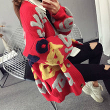 Load image into Gallery viewer, Woherb Autumn Winter Clothes Women Long Sleeve Letter Single Breasted Cardigan Sweaters Casual Loose Tops Female Fashion 90724