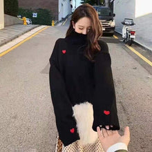 Load image into Gallery viewer, EACHIN Women Winter Plus Cashmere Warm Turtleneck Sweaters Fashion Loose Long Sleeve Elastic Knitted Embroidery Pullover Tops