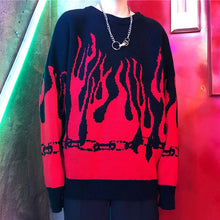 Load image into Gallery viewer, Oversize Knitted Batwing Sleeve Women's Sweater Winter Flame Print Sweaters Female Japanese Long Casual Loose Pullovers Women