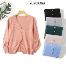 Load image into Gallery viewer, Fashion Autumn Winter Cardigan Sweater Women Plus Size Knitted Cardigan Women Pocket Sweater Female button Loose Cardigan Female