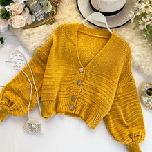 Load image into Gallery viewer, 2019 New spring loose cardigan women hollow sweater coat retro V-neck Solid color short thin coat cc1748