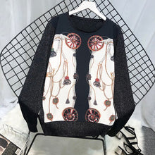 Load image into Gallery viewer, 2019 Chic European Women Long Sleeve Print Sweaters Women Spring Thin Sweaters Lady Shiny Knitted Pullovers Tops