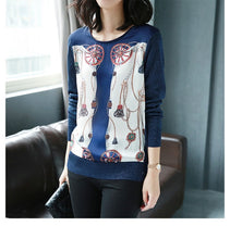 Load image into Gallery viewer, 2019 Chic European Women Long Sleeve Print Sweaters Women Spring Thin Sweaters Lady Shiny Knitted Pullovers Tops