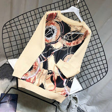 Load image into Gallery viewer, 2019 Chic European Women Long Sleeve Print Sweaters Women Spring Thin Sweaters Lady Shiny Knitted Pullovers Tops