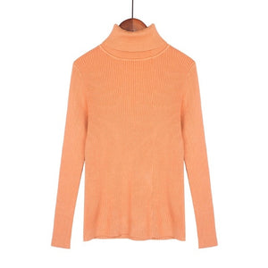 WOTWOY 13 Colors Solid Basic Knitted Sweaters Women 2019 Autumn Winter Long Sleeve Casual Turtleneck Pullover Female Pink Jumper