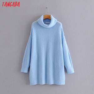 Tangada women jumpers turtleneck sweaters oversize winter fashion 2019 long sweater coat batwing sleeve christmas sweate HY135