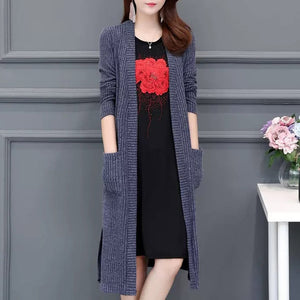 OHRYIYIE Plus Size 5XL 2020 New Spring Autumn Long Cardigan Ladies Fashion Thick Knitted Sweater Women Casual Large Coat L-5XL