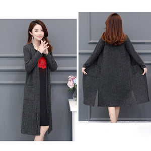 OHRYIYIE Plus Size 5XL 2020 New Spring Autumn Long Cardigan Ladies Fashion Thick Knitted Sweater Women Casual Large Coat L-5XL