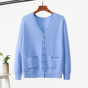 Fashion Autumn Winter Cardigan Sweater Women Plus Size Knitted Cardigan Women Pocket Sweater Female button Loose Cardigan Female