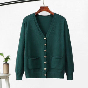 Fashion Autumn Winter Cardigan Sweater Women Plus Size Knitted Cardigan Women Pocket Sweater Female button Loose Cardigan Female