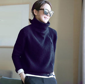 2020 women Cardigan Double thickening loose turtleneck female sweater Ladies' Solid Cashmere Sweater Knitting Cardigans